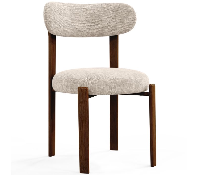 Chaise De Salle à Manger Rembourrée En Chenille – Pieds Effet Bois Foncé – Design Ergonomique