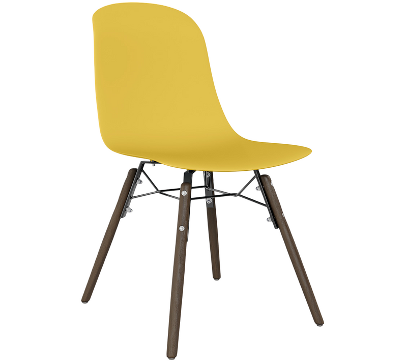 Chaise De Salle à Manger Avec Pieds En Bois Foncé – Style Moderne Et Fonctionnalité - Larof Jaune