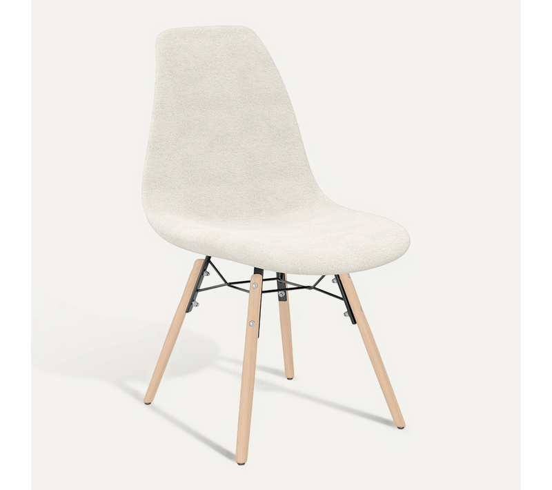 Chaise De Salle À Manger Scandinave Rembourrée En Bouclé – Salle À Manger Ou Bureau - Lumi Blanc