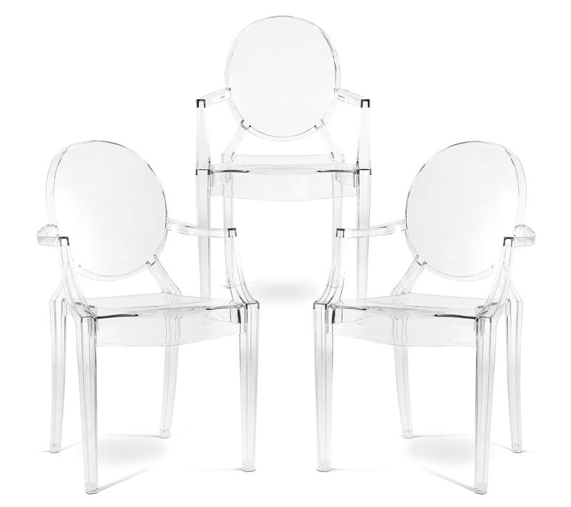 Pack De 3 Chaise De Salle à Manger Transparente - Design Avec Accoudoir - Louis King Transparent