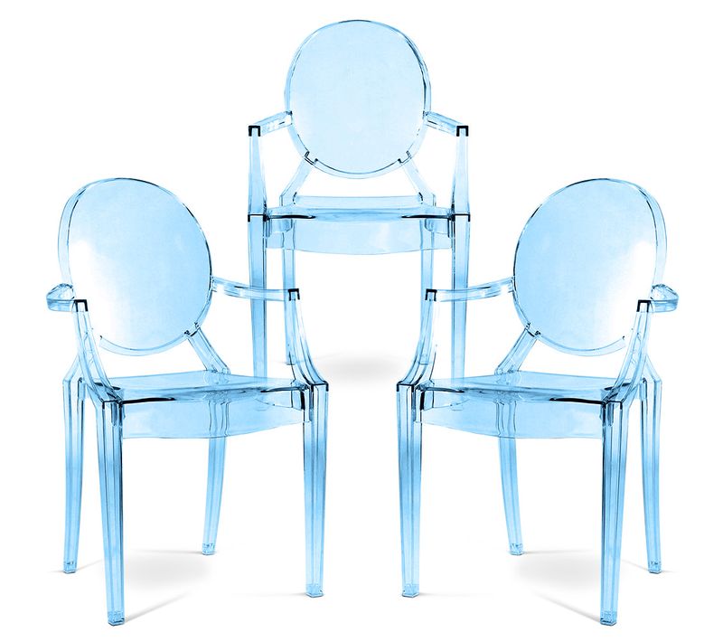 Pack De 3 Chaise De Salle à Manger Transparente - Design Avec Accoudoir - Louis King Bleu Transparen