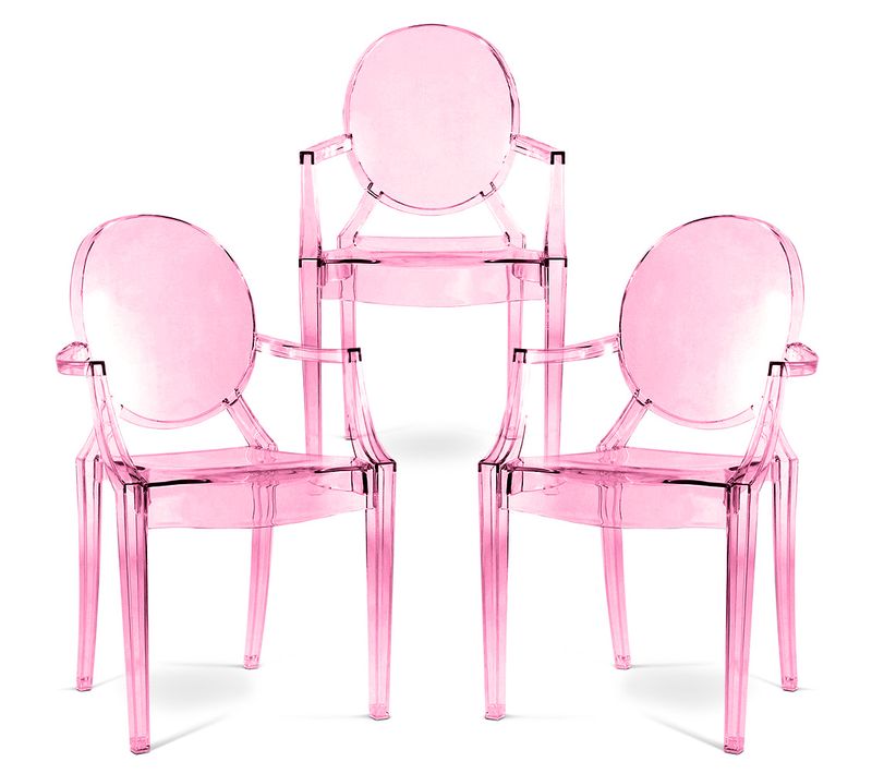 Pack De 3 Chaise De Salle à Manger Transparente - Design Avec Accoudoir - Louis King Rose Transparen