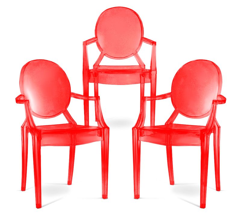 Pack De 3 Chaise De Salle à Manger Transparente - Design Avec Accoudoir - Louis King Rouge Transpare