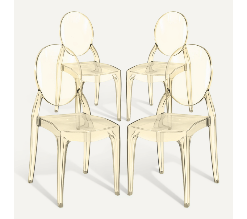 Pack De 4 Chaises De Salle À Manger Transparentes - Pauline Ambre