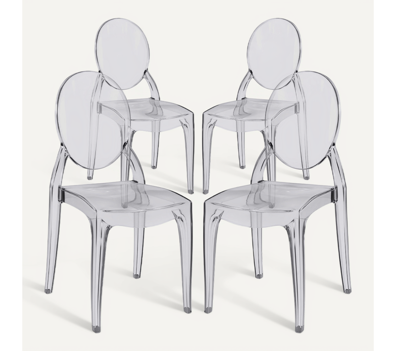 Pack De 4 Chaises De Salle À Manger Transparentes - Pauline Gris Transparent