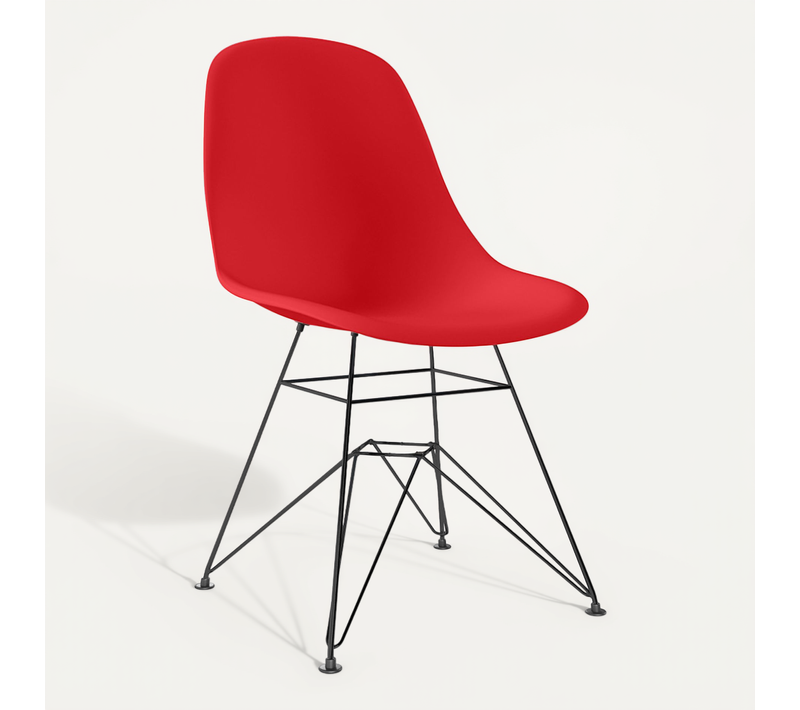 Chaise De Salle À Manger Avec Pieds En Métal – Design Moderne – Brielle Rouge