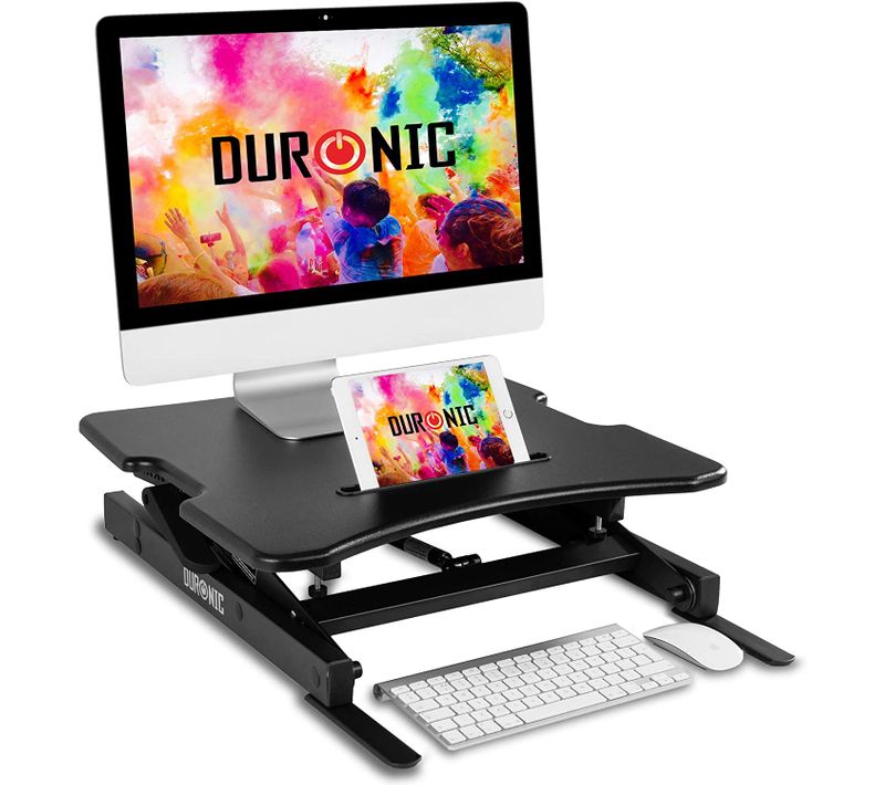 Station De Travail Dm05d18 Assis-debout De 55 X 53 Cm Pour écran Hauteur Ajustable De 16 À 42 Cm