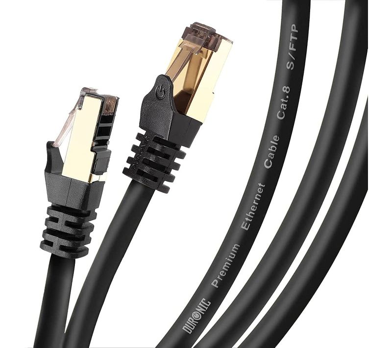 Cat8 Bk Câble Ethernet Noir 1 M Bande Passante 2ghz Transmission Des Données 40 Gigabits