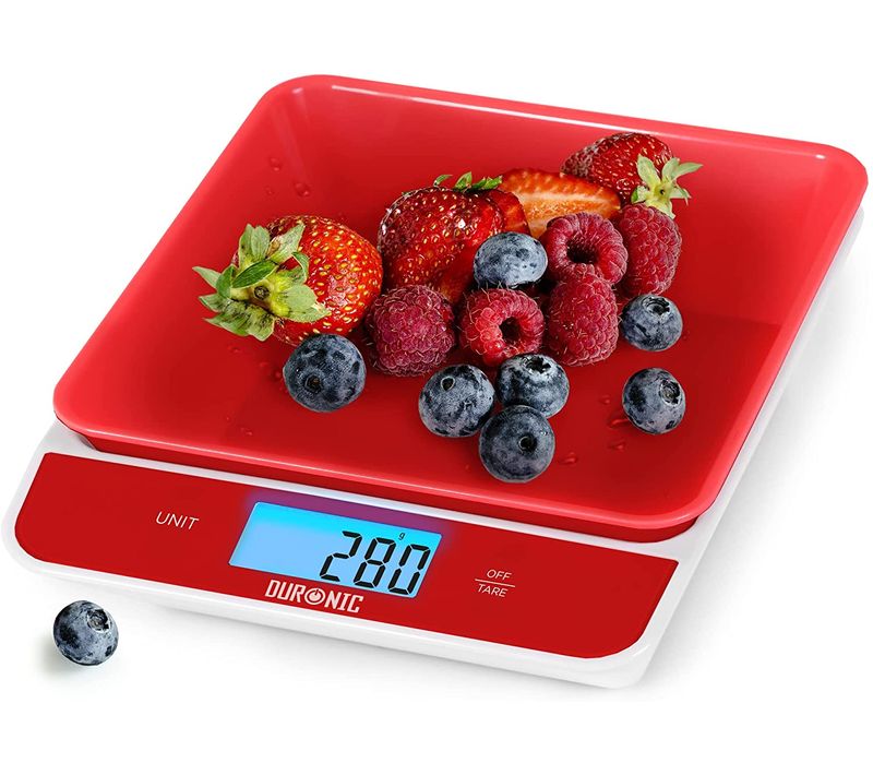 Ks100 Rd Balance De Cuisine Rouge - Capacité De 5 Kg - Bol Inclus - Large Affichage Digital