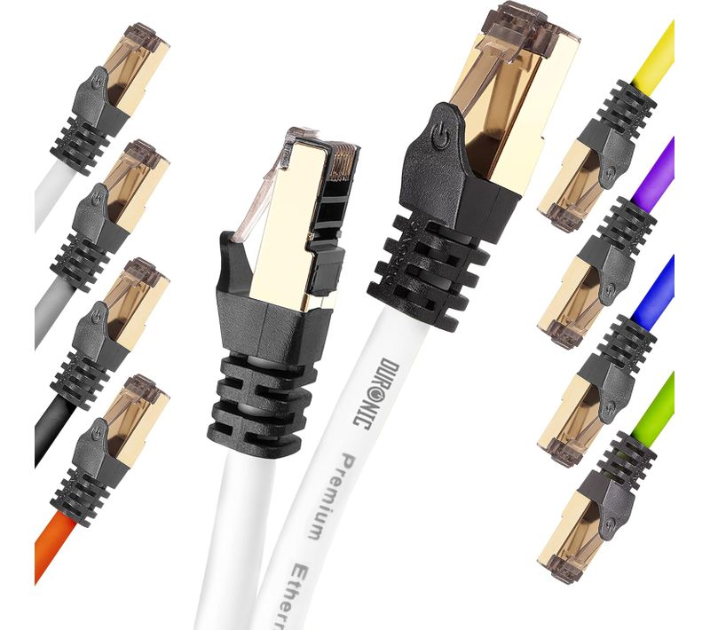 Cat8 We Câble Ethernet 15m Blanc Bande Passante 2ghz Transmission Des Données 40 Gigabits