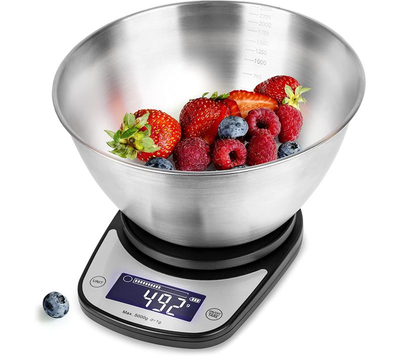 Ks5000 Bkss Balance De Cuisine - Capacité 5 Kg - Précision À 1 G - Bol Inox De 2.5 L Inclus