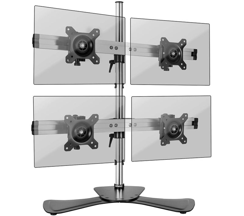 Dm754 Support Quadruple 4 Écrans Sur Socle - Hauteur Ajustable - Potence De 70 Cm - Vesa 75/100