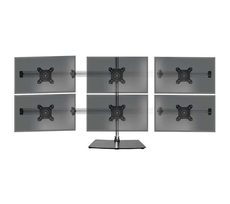 Dm756 Support Sextuple 6 Écrans Sur Socle - Hauteur Ajustable - Potence De 70 Cm - Vesa 75/100