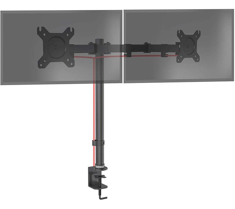 Dm152 Support Double 2 écrans Pour Bureau À Pince - Hauteur Ajustable - Inclinable - Vesa 75/100