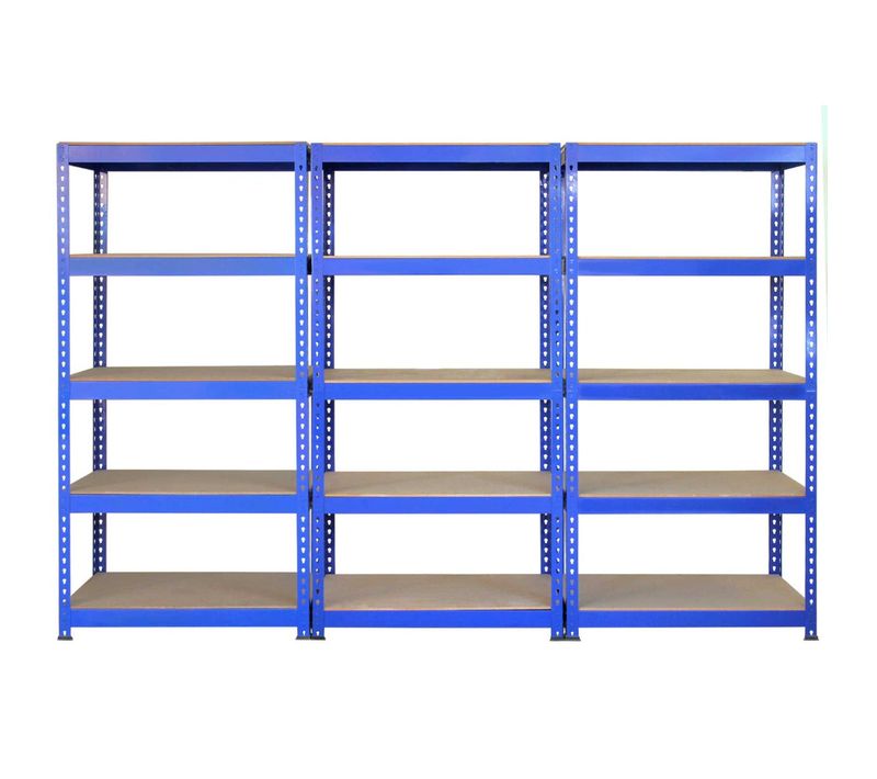 Q-rax 3 étagères Bleu 5 Niveaux 90 X 50 X 182.5cm Acier Capacité Totale 3000kg