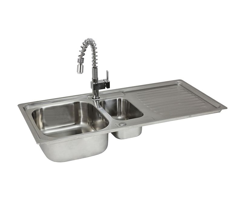 évier Cuisine Réversible et Robinet Rainbow En Inox Cuve Simple 105 X 18 X 50 Cm