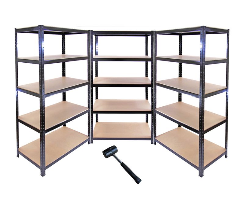 3 Rayonnages T-rax Noirs 90cm X 45cm X 180cm