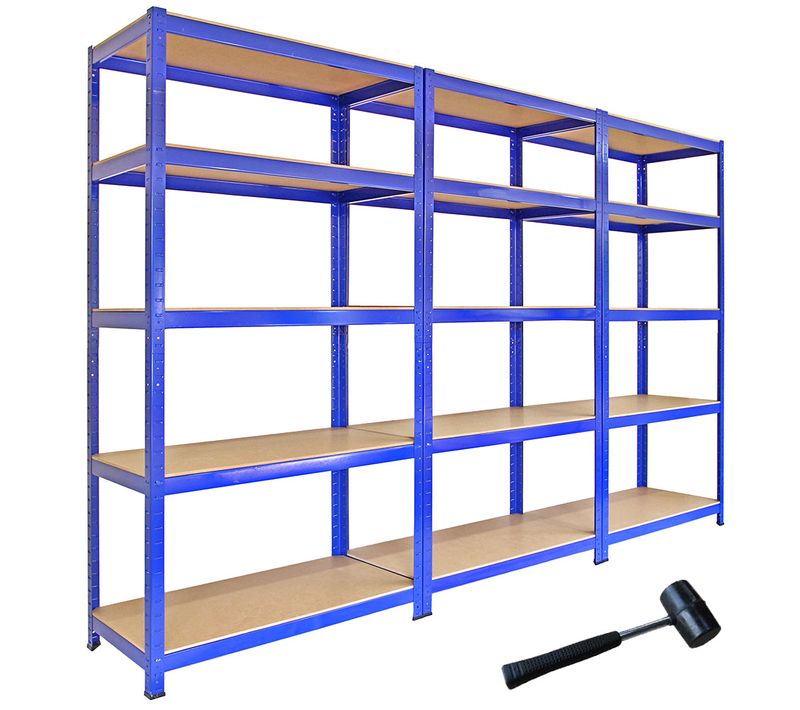 Monster Racking - 3 Rayonnages Bleus Acier Avec 5 étagères 90cm X 180cm X 45cm