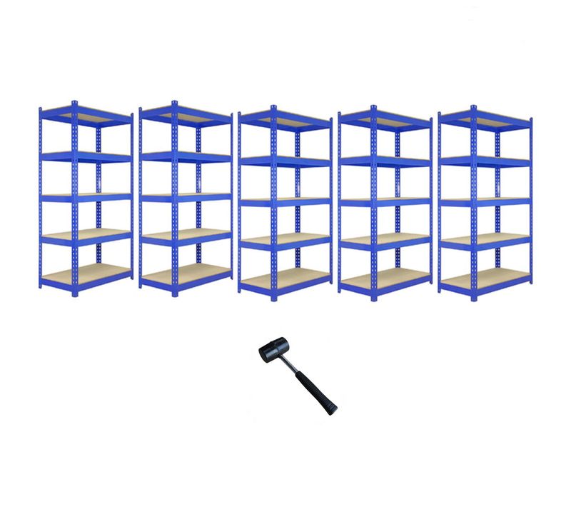 Q-rax 5 étagères Bleu 5 Niveaux 90 X 50 X 182.5cm Acier Capacité Totale 5000kg