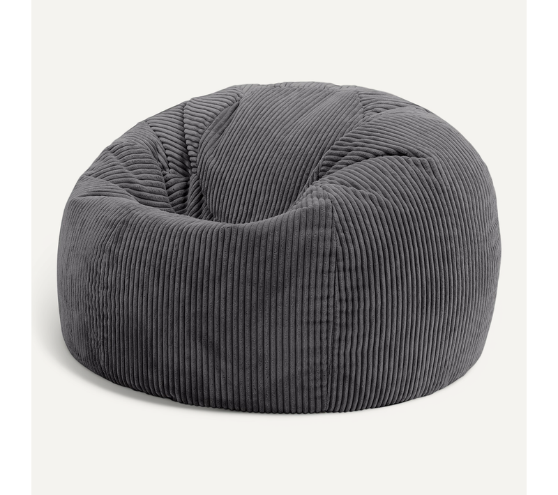 Pouf Poire Classique Kingston En Velours Côtelé Gris Anthracite 85x85x50cm