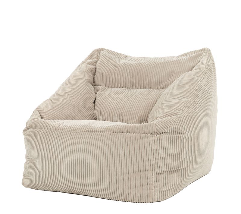 Pouf Fauteuil Poire Natalia Velours Côtelé Beige, Salon Et Chambre, 97x84x73cm
