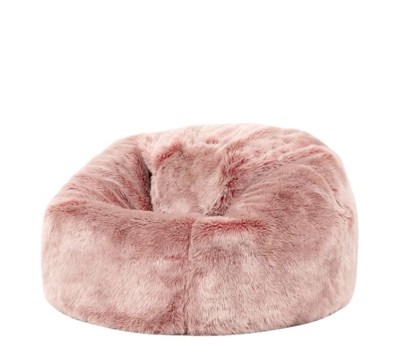 Pouf Poire Enfant Icon Fausse Fourrure Rose Poudré, Chambre, Salon, 65 X 65cm