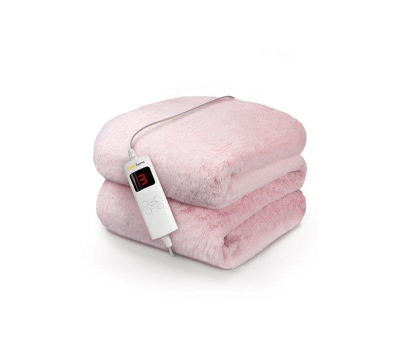 Plaid Chauffant Électrique En Fausse Fourrure De Luxe - Rose