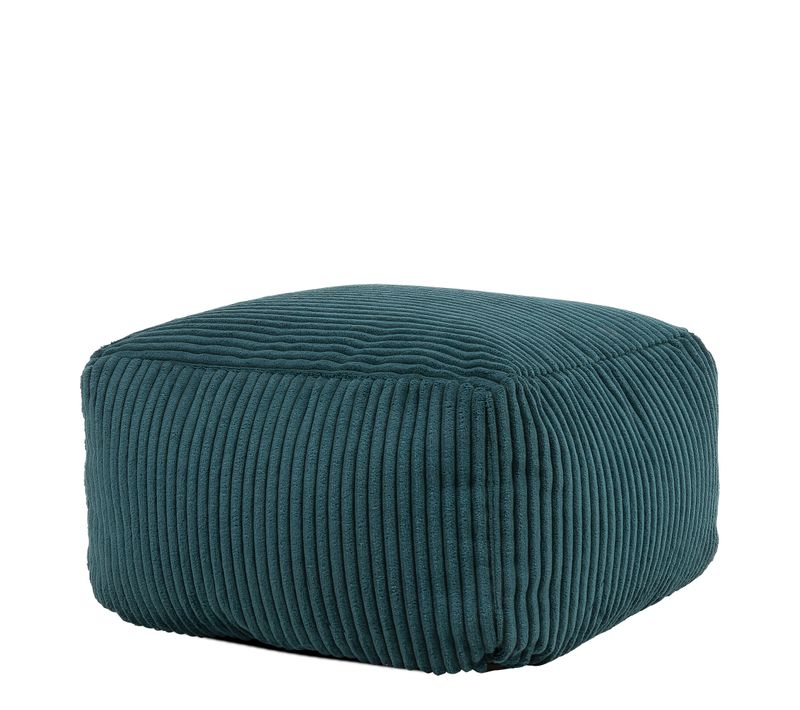 Repose-pieds Theo Carré Velours Côtelé Bleu Canard, Salon, 40 X 40cm