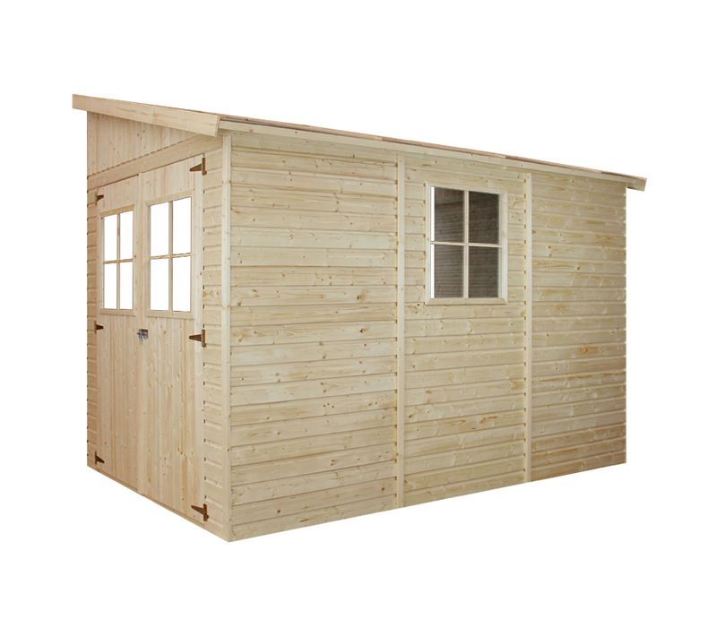 M339+m339g - Abri De Jardin En Bois 6 M2 - Avec Sol Imprégné - Sans Paroi Latérale (3 Murs)