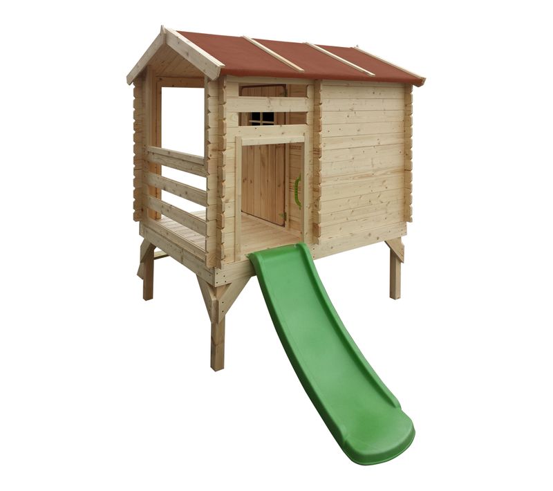Maisonnette En Bois Avec Toboggan - M501C - 82x146xh205cm/1.1m2