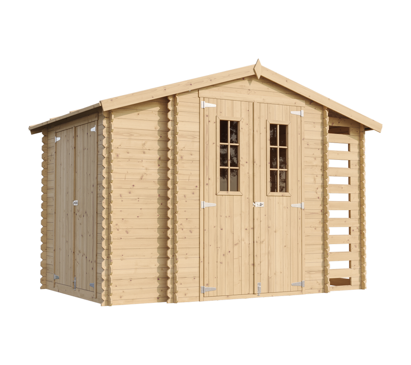 M389c Abri De Jardin En Bois Et Range Bûches Extérieur - 3,53 + 0,97+0,97 M2