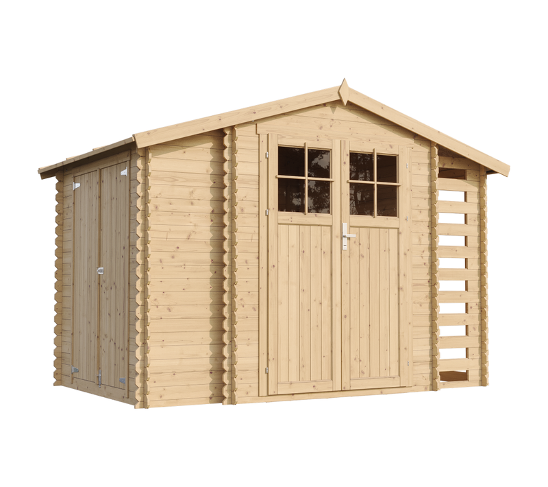M389f Abri De Jardin En Bois Et Range Bûches Extérieur - 3,53 + 0,97+0,97 M2