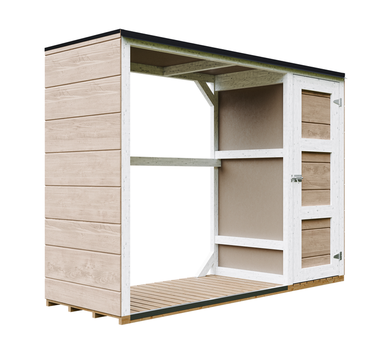 M981 - Terra Brown Abri à Bûches Extérieur - 75 X 217 X H159 Cm - 1,09 M² + 0.53 M²