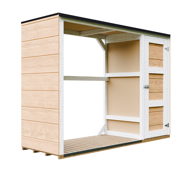 M981 - Harvest Honey Abri à Bûches Extérieur - 75 X 217 X H159 Cm - 1,09 M² + 0.53 M²