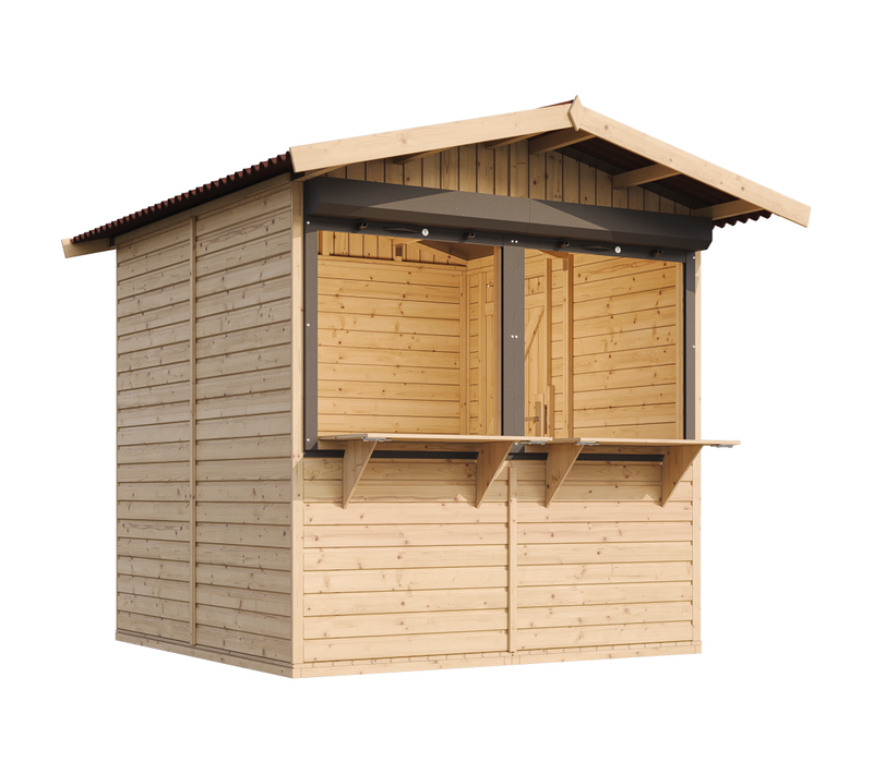 M149z Maison De Jardin En Bois, Étal De Marché En Bois H232x253x263 Cm/4 M2