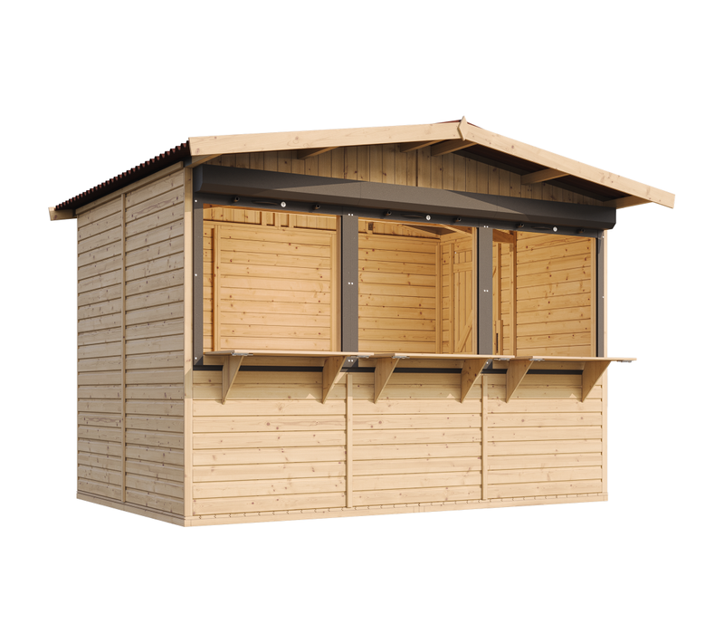 M150az Maison De Jardin En Bois, Étal De Marché En Bois 263 X 336 Cm / 6 M²