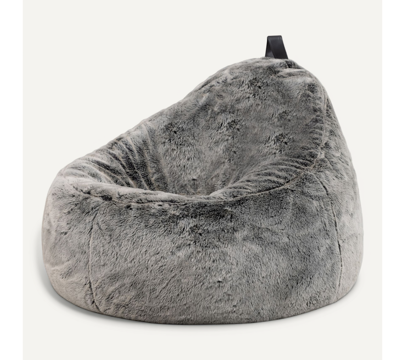 Pouf Cocoon Fausse Fourrure Gris Loup, Chambre, Salon, 87 X 95cm