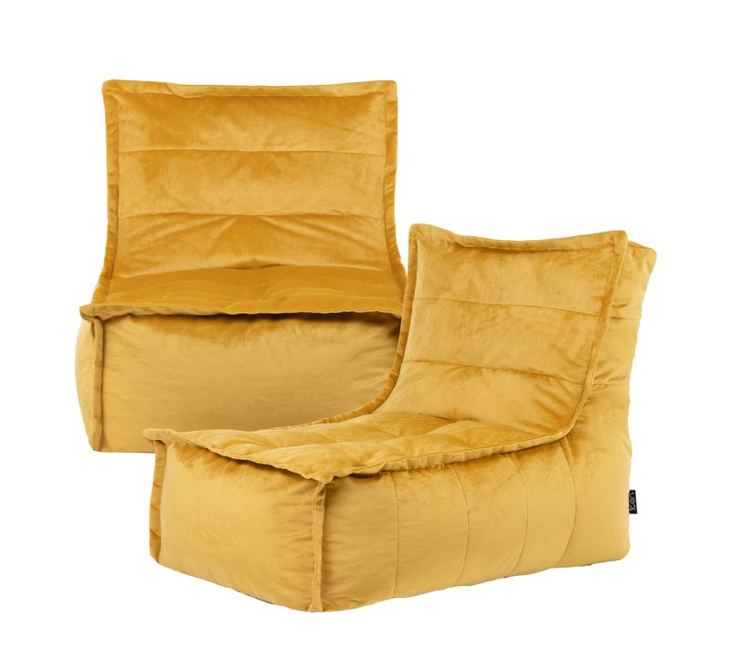 Pouf Modulable Sofa Icon Velours, 2 Pièces, Jaune Ocre - Collection Dolce