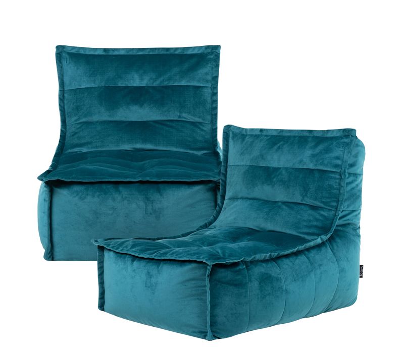 Pouf Modulable Sofa Icon Velours, 2 Pièces, Vert Canard - Collection Dolce