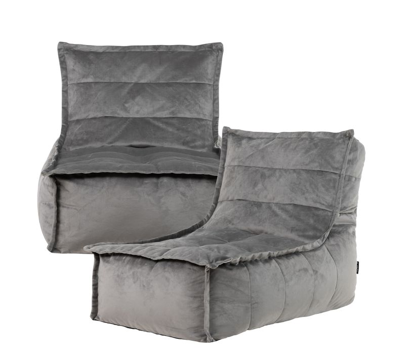 Pouf Modulable Sofa Icon Velours, 2 Pièces, Gris Anthracite - Collection Dolce