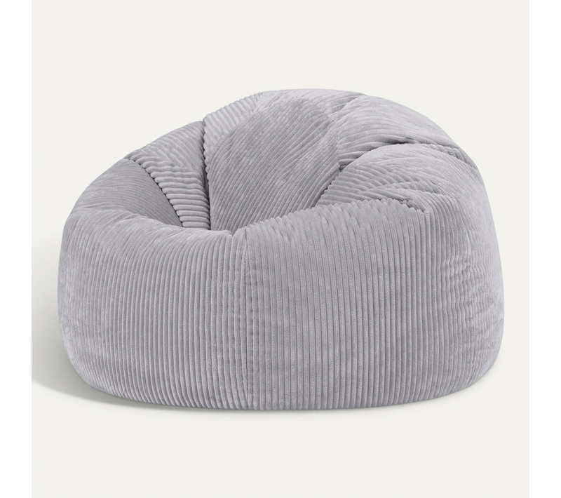 Pouf Poire Classique Kingston En Velours Côtelé Gris Clair 85x85x50cm
