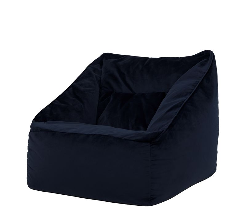 Pouf Fauteuil Natalia Velours Bleu Minuit, Salon, Chambre, 100 X 88cm