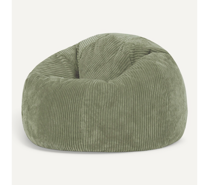 Pouf Poire Classique Kingston En Velours Côtelé Vert Sauge 85x85x50cm
