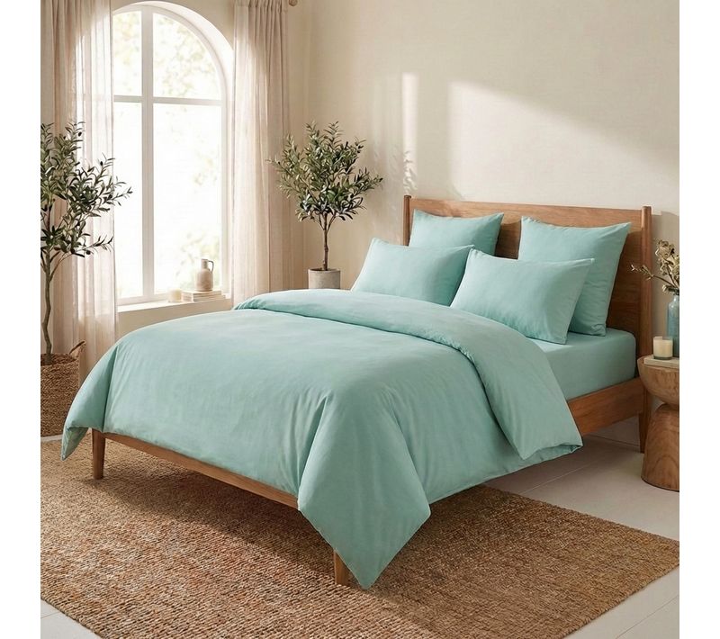 Parure De Lit 240x260 Cm Coton Vert Sauge