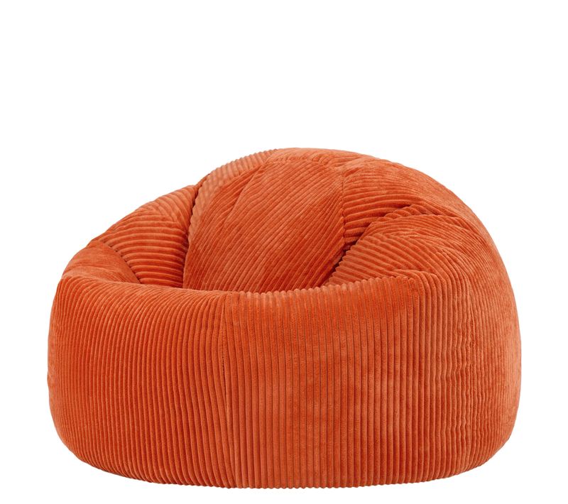 Pouf Poire Classique Kingston En Velours Côtelé Orange Terracotta 85x85x50cm