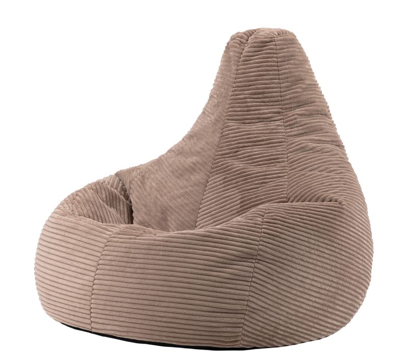 Pouf Poire Dalton Inclinable Velours Côtelé Brun Moka, Salon, Chambre, 90x84x73cm