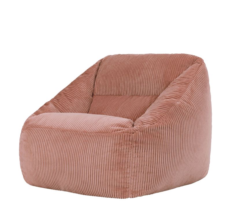 Pouf Fauteuil Poire Natalia Velours Côtelé Rose, Salon Et Chambre, 97x84x73cm