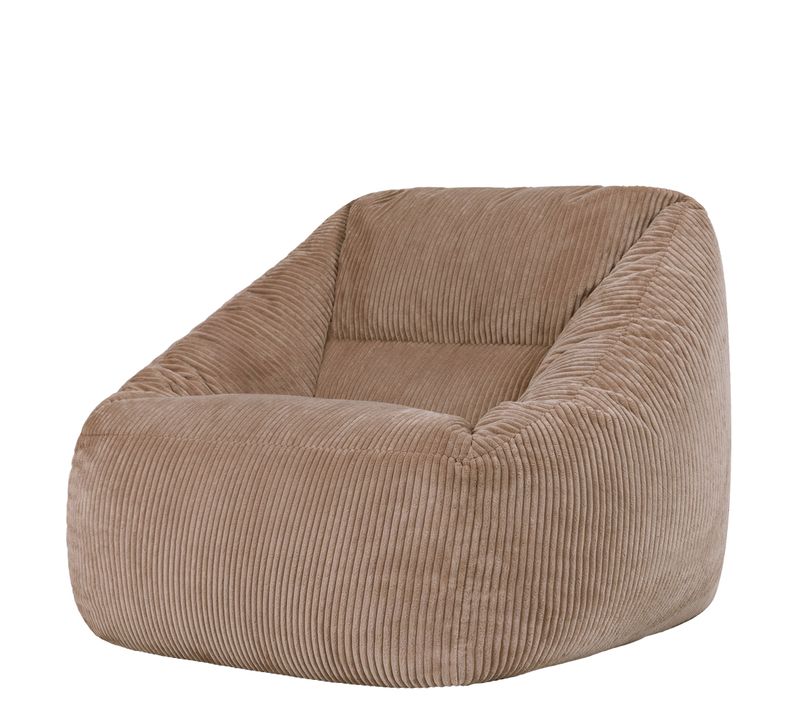 Pouf Fauteuil Poire Natalia Velours Côtelé Brun Moka, Salon Et Chambre, 97x84x73cm
