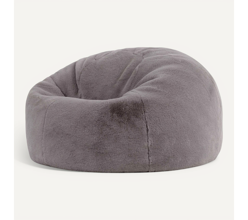 Pouf Poire Icon Fausse Fourrure De Lapin Gris Clair, Salon, Chambre, 85x85x50cm