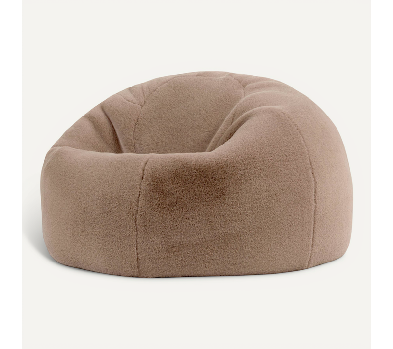 Pouf Poire Icon Fausse Fourrure De Lapin Brun Moka, Salon, Chambre, 85x85x50cm